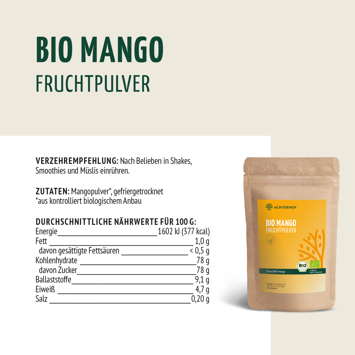 Bio Mango Fruchtpulver (100g)
