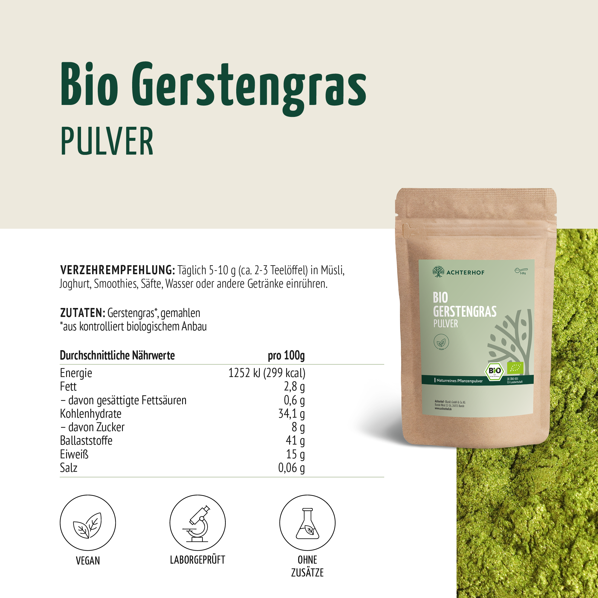 Bio Gerstengras Pulver (150g)