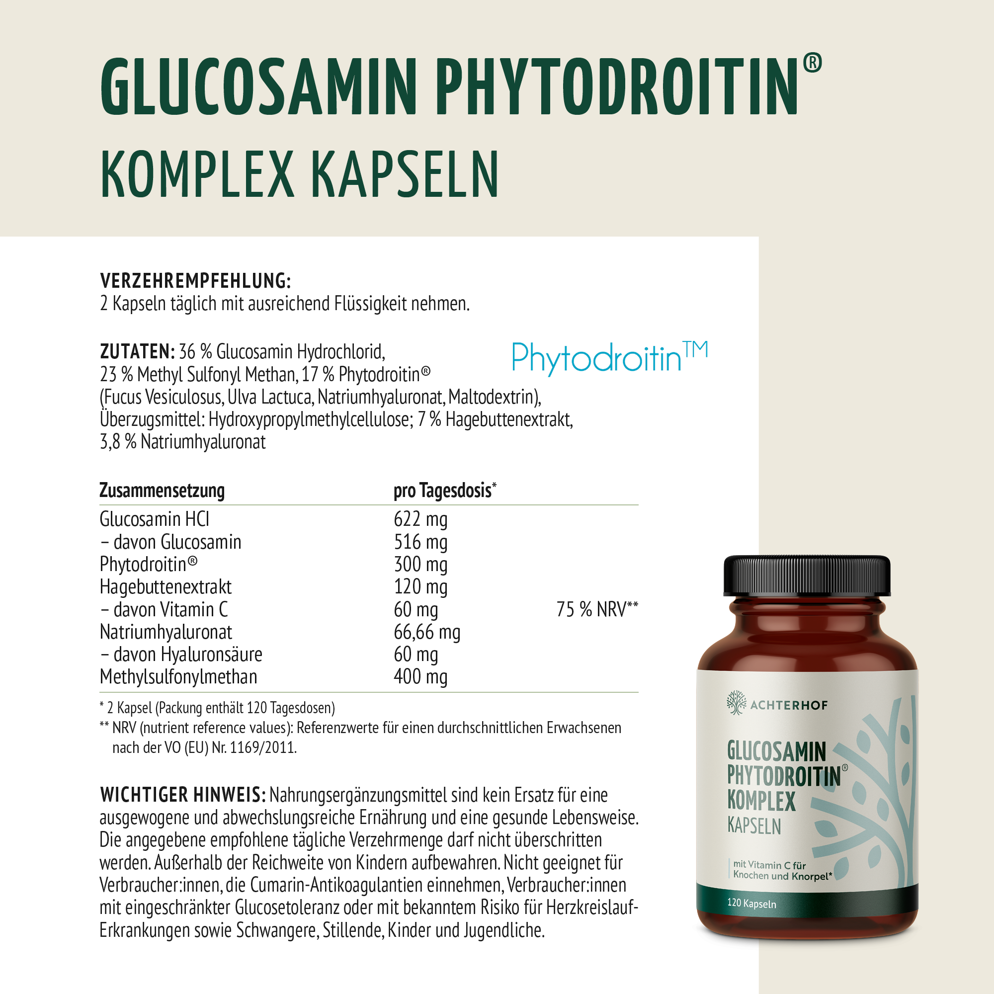 Glucosamin Phytodroitin® Komplex (120 Kapseln)