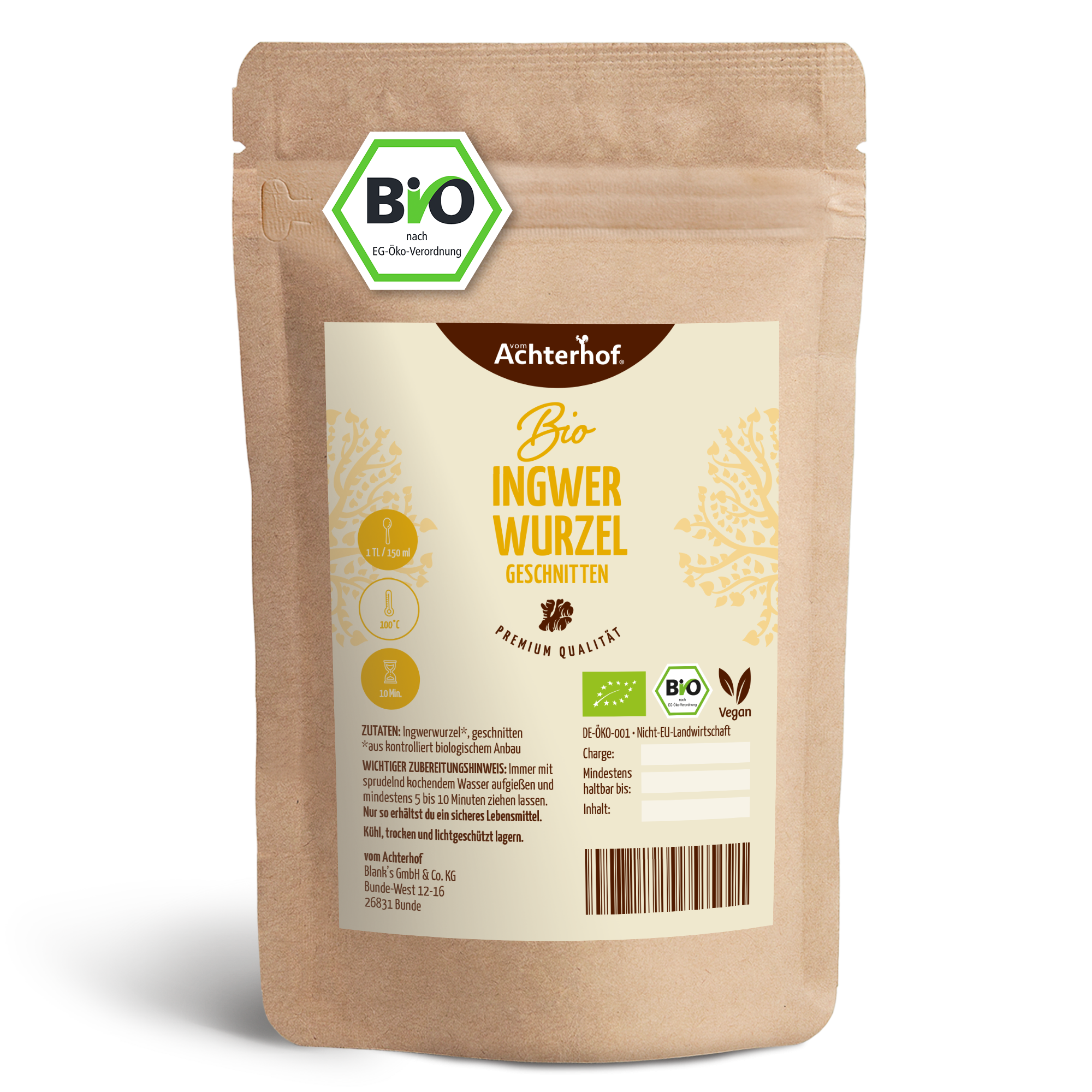 Ingwerwurzel geschnitten Bio (1000g)