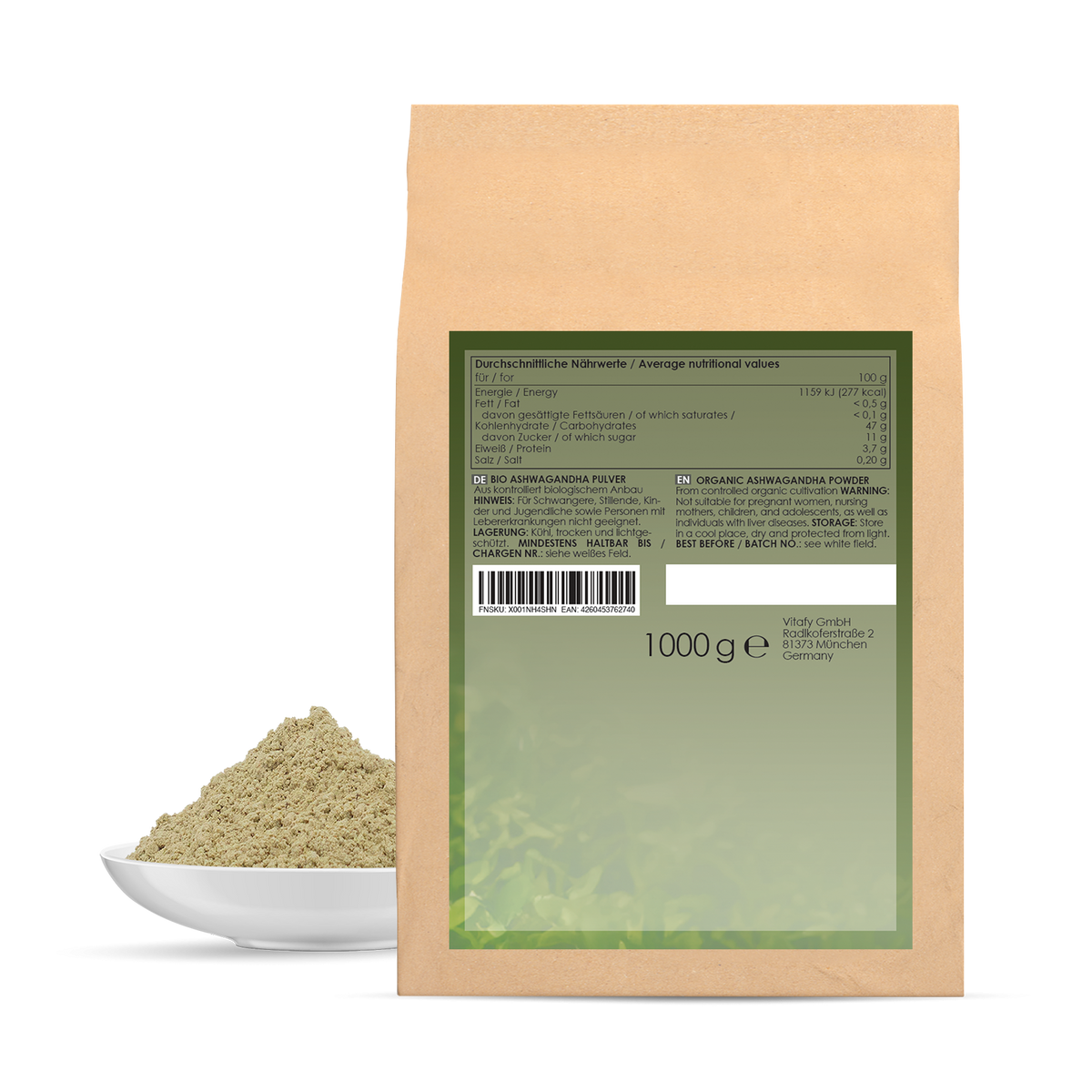 Bio Ashwagandhapulver (1000g)