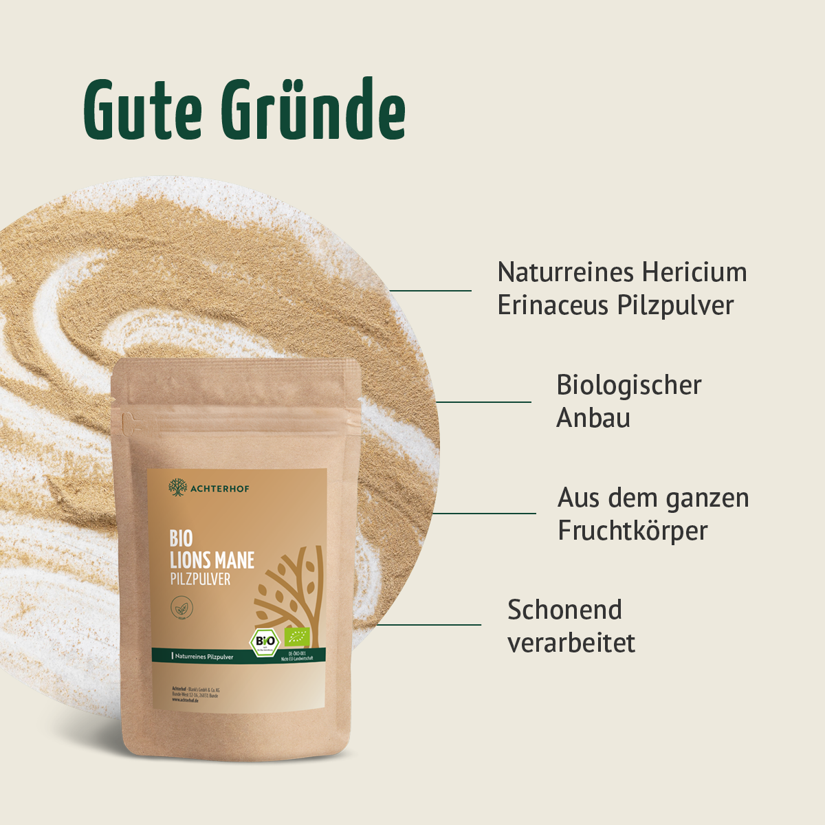 Bio Lions Mane Pilzpulver (100g)