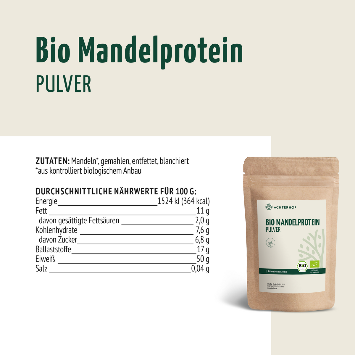 Bio Mandelprotein Pulver (500g)