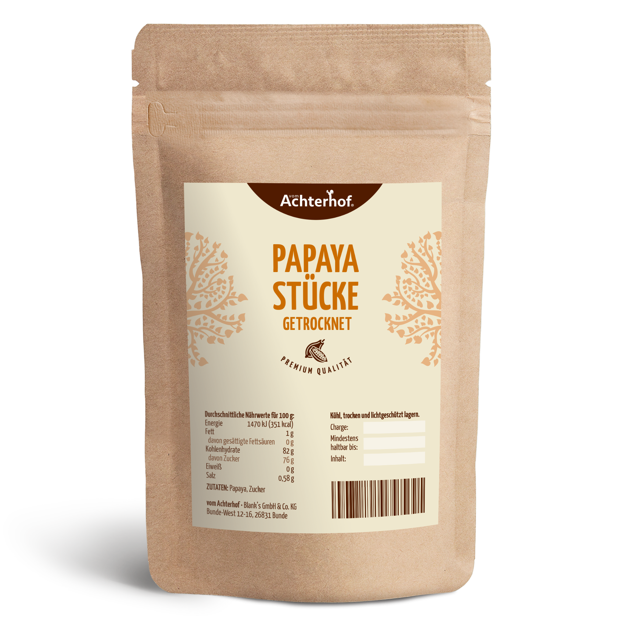 Papayastücke getrocknet & gezuckert (500g)