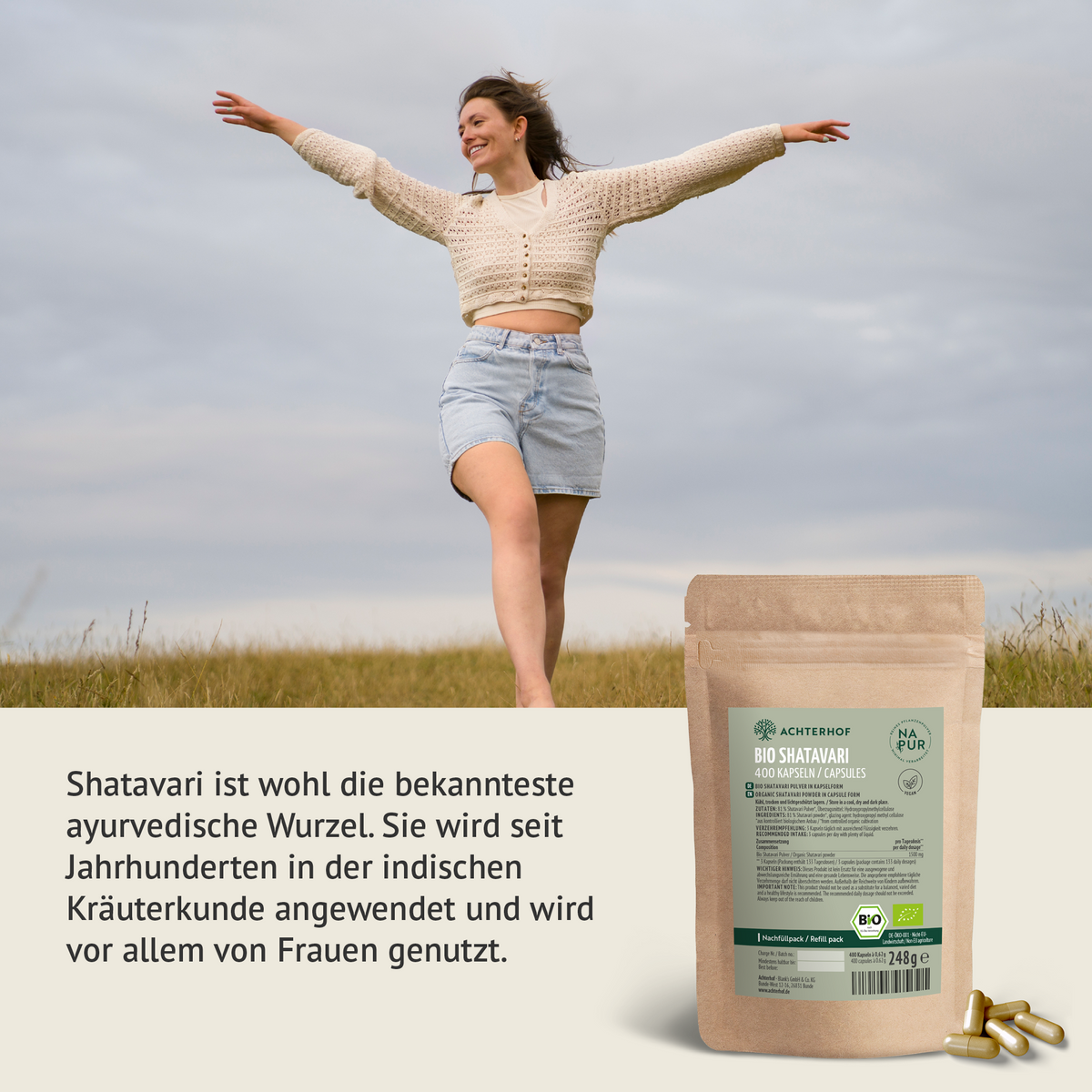 Shatavari Kapseln Bio Nachfüllpack (400 Kapseln)
