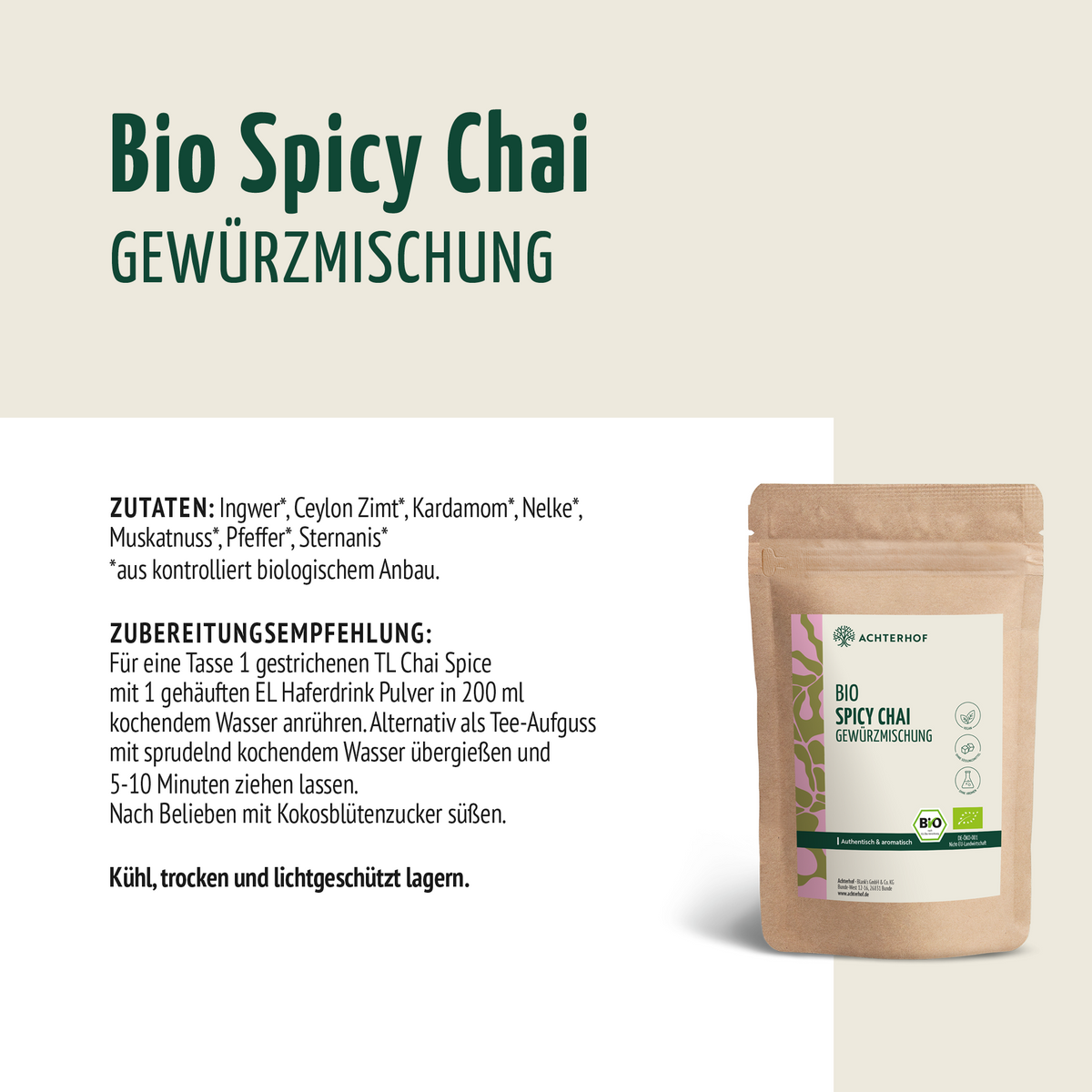 Bio Spicy Chai Gewürzmischung – zuckerfrei (500g)