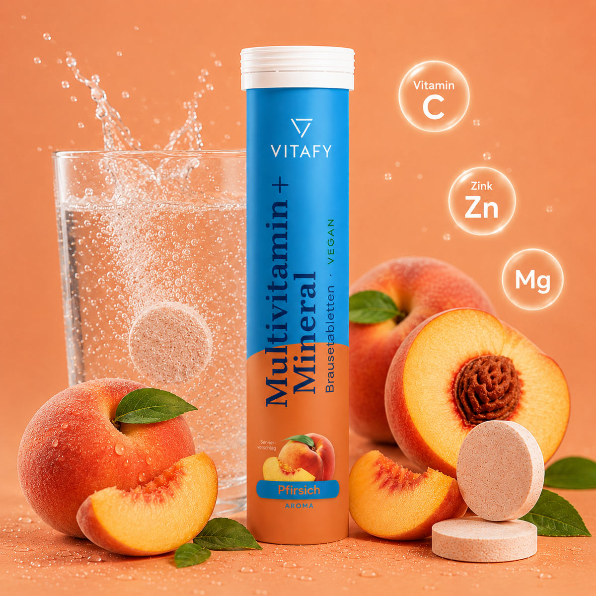 Multivitamin + Mineral - Pfirsich (20 Brausetabletten)